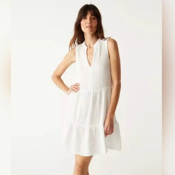 Michael Stars Dresses & Skirts - Michael Stars Scarlett Flounce White Cotton Gauze Tiered Daisy Dress S DGZ34